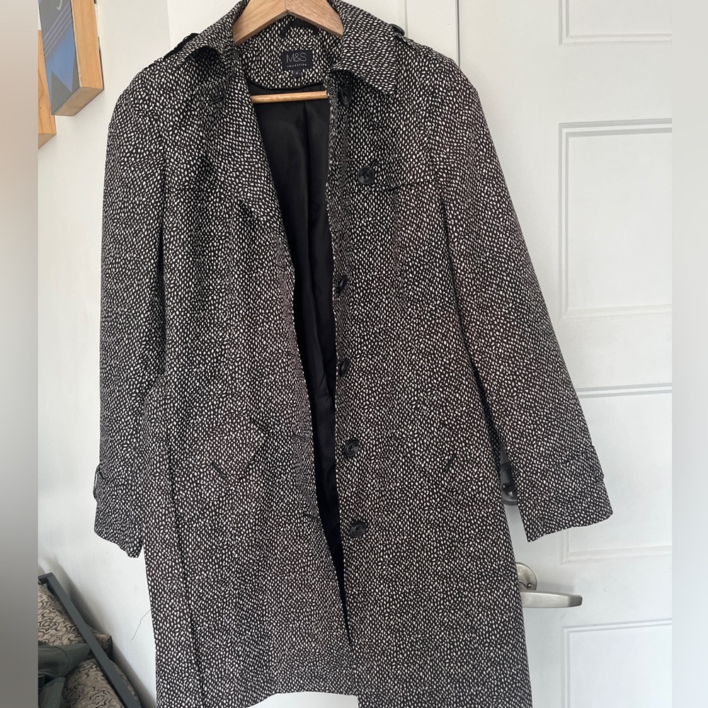 #101 Marks & Spencer black and white trench coat